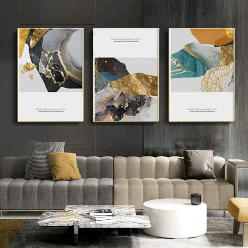 Modern Abstract Gold foil lines black Canvas Art Paintings For Living Room Bedroom Posters And Prints Wall Poster Home Decor