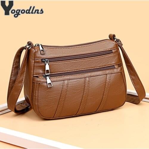 New Casual Mama Messenger Bags PU Leather Multi-pocket Crossbody PU Leather Black Handbags for Women Small Shoulder Bag Purse