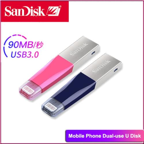 SanDisk USB Flash Drive pendrive iXPand OTG pen drive Pink Blue SDIX40N usb c 32GB cle usb stick USB 3.0 MFi for iPhone iPad key
