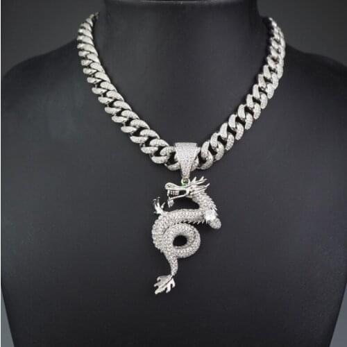 High quality heavy industry European and American personality exaggerated copper jewelry dragon shaped mens solid necklace pend