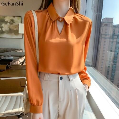 2021 New Summer Autumn Solid V-Neck Chiffon Blouse Shirt Women Long Sleeve Loose Woman Elegant Fashion BlousesTops Casual Blusas