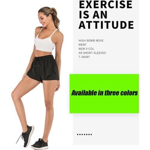 2in-1 Womens Summer Running Shorts Elastic Waist With Rope Quick Dry Loose Marathon Sports Fitness Gym Shorts Training outdoors