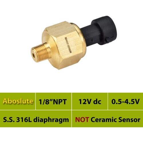 0.5 4.5V signal, 1 8 NPT, 2bar, 5bar, 10bar absolute, pressure transmitter, 12Vdc,15psi, 50 psi, 1.6mpa, aisi 316L diaphragm