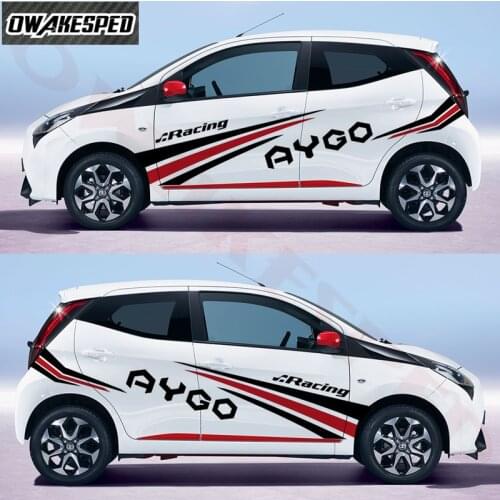 1set Car Styling Door Side Sticker For-Toyota AYGO Racing Sport Stripes Auto Body Decor Vinyl Decals Exterior Accessories