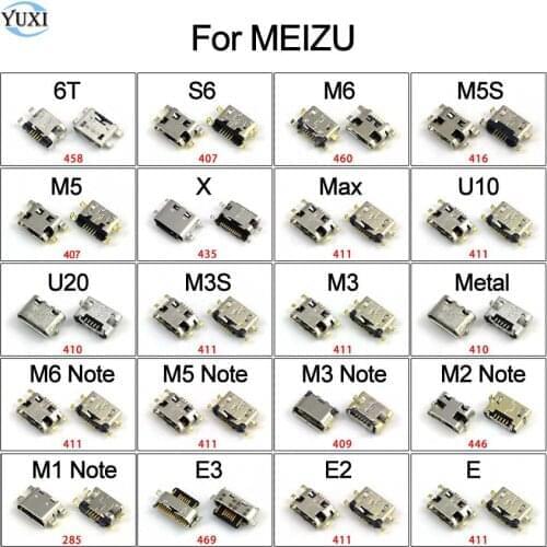 YuXi 10pcs Replacement For Meizu 6T S6 M1 M2 M3 M3S M5 M5S M6 Note U10 U20 E E2 E3 Max X USB Jack Charging Port Connector Socket