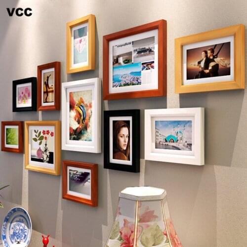 11 Pcs Nature Solid Simple Wooden Picture Frame For Wall Hanging Wedding Couple Recommendation Black White Pictures Frames Gift