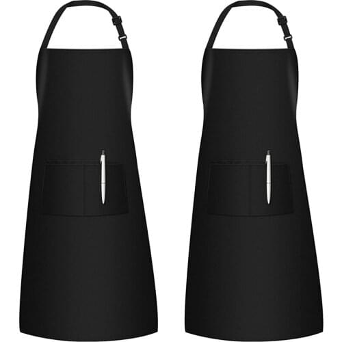 2 Pack Adjustable Bib Aprons, Waterdrop Resistant Apron with 2 Pockets Cooking Kitchen Restaurant Aprons for BBQ Drawing