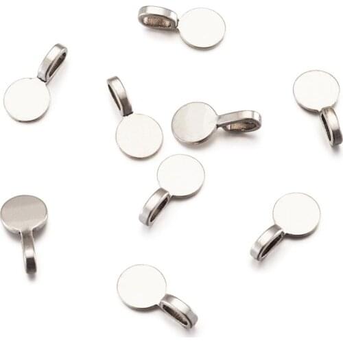 20pcs Tibetan Style Alloy Flat Round Glue On Bails Pad Tiles Cabochon Setting Pendants Jewelry Findings DIY 18x10x5.5mm