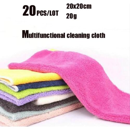 20Pcs 20x20cm Absorbent Microfiber Dish Cloth Kitchen Towels Micro Fiber Cleaning Cloths Wiping Dust Rags