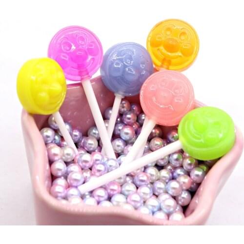 20Pcs Resin Cute Kawaii Flatback Lollipop Brooch Cabochon Decorative Embellishments for Scrapbooking Craft Doll DIY Accessories