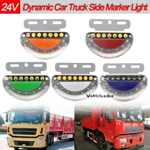 24V LED Dynamic Car Truck Side Marker Light Car External Light Squarde Warning Tail Light Signal Lamps Trailer Lorry