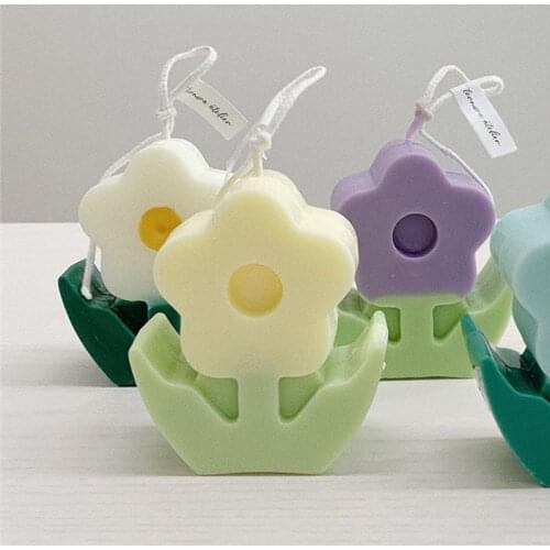 3D Flower Shape Plastic Candle Mold Handmade Candle Making Acrylic Mould Soy Wax Candles Molds Home Desk Decoration