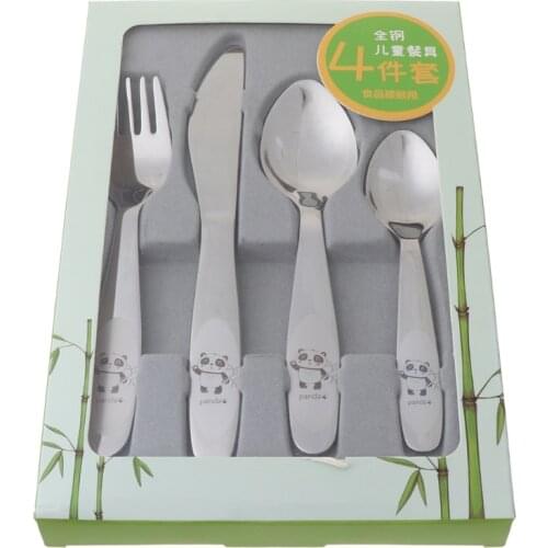 4pcs/set Baby Spoon Food Feeding Fork Knife Utensils Set Stainless Steel Kids Learning Eating Habit Children Tableware