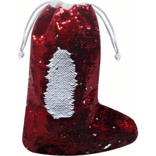 5pcs/Lot sublimation Blank christmas Sequins stocking christmas decoration Socks diy custom Thermal transfer material 52X23.5CM