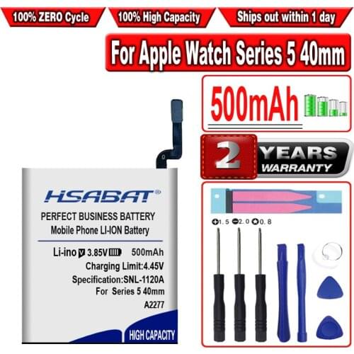 HSABAT 300mAh Watch Battery for Apple Watch Series 5 40mm 44mm A2277 A2181