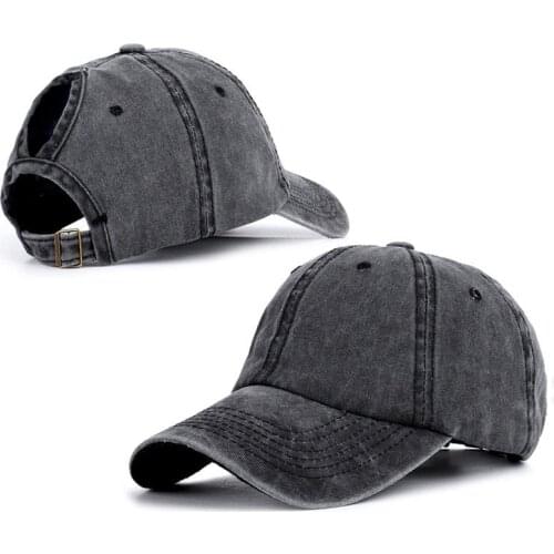 Neutral Washable Cotton Baseball Cap Mens Outdoor Casual Hat Womens Ponytail Adjustable Caps Outdoor Trucker Snapback Hats
