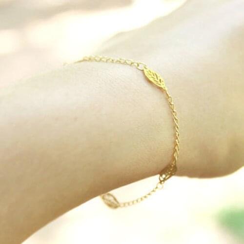 Leaves Bracelets for Women Tassel Bracelet Charms Girls Rose Gold Color Plant Fashion Jewelry Wholesale Bulk Pulseras