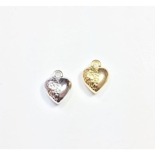 Eruifa 20pcs 10mm Mini 3D Heart Charms Zinc Alloy necklace,earring bracelet jewelry DIY handmade 2 colors