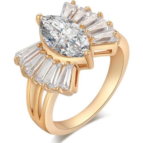 Fashion Design Ring Big Cubic Zirconia Stone Rings For Women Jewelry Wedding Engagement Gift Luxury Crystal Rings Wholesal