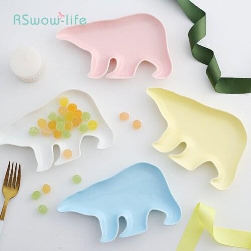 Creative Cartoon Polar Bear Small Dish Animal Shape Snacks Candy Dried Fruit Snack Plate Packing Storage Tray Kitchen Supplies