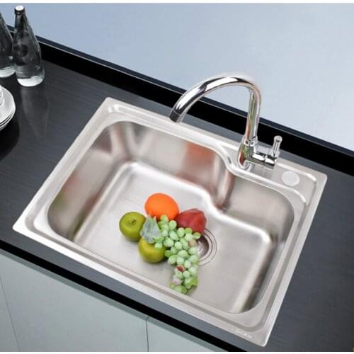 Kitchen sink Handmade brushed seamless 304 stainless steel single bowl Drawing drainer welding sinks big wash dishes mx3211701