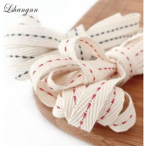 Lshangnn 10mm 50yards 100% Cottonherringbone Tape Bag Webbing Stamp Belt Taping Ribbon Red/Blue Jumpe For Diy Cloth Accessories