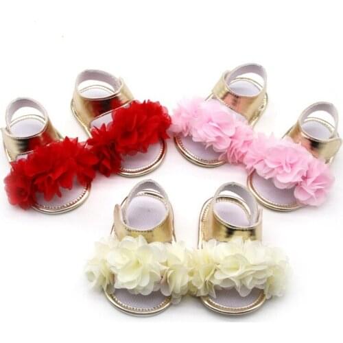Summer Baby Girl Summer Shoes PU Cotton Breathable Anti-Slip Flower Design Shoes Toddler Soft Soled First Walkers Shoes