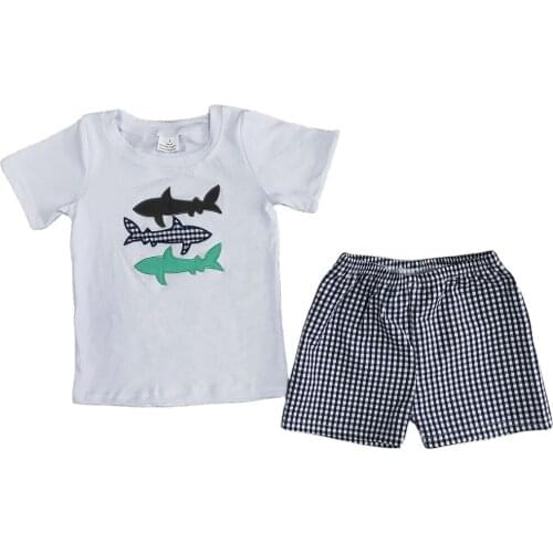 Hot Sale Kids Designer Clothes Boys Outfits Wholesale Children Clothing Boutique Boys Clothing Kids Embroidery Summer Outfit