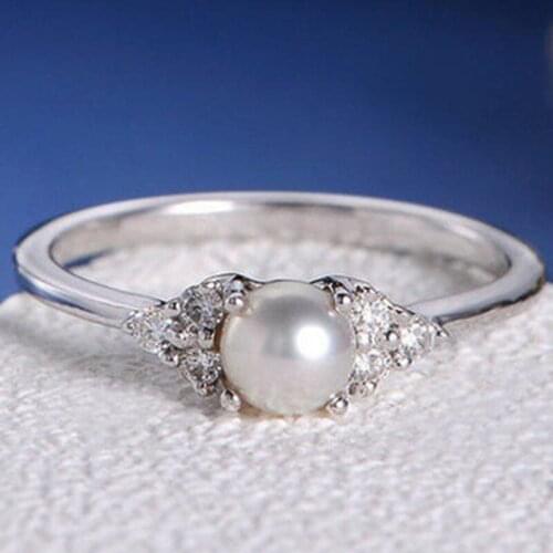 MFY Elegant Refined Two-color Freshwater Cultured Pearl Ring Rings For Women Engagement Ring Jewelry