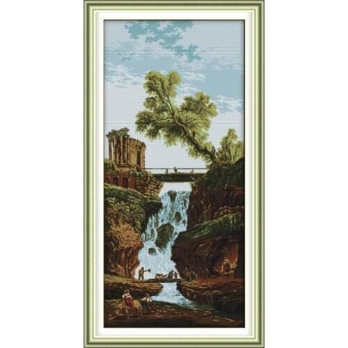 Waterfall (2) cross stitch kit landscape18ct 14ct 11ct count printed canvas stitching embroidery DIY handmade needlework