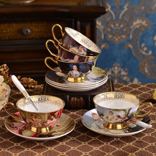 Retro Palace European Bone Porcelain Coffee Cup And Saucer High-quality British Ceramic Afternoon Tea Cup And Saucer Spoon Set