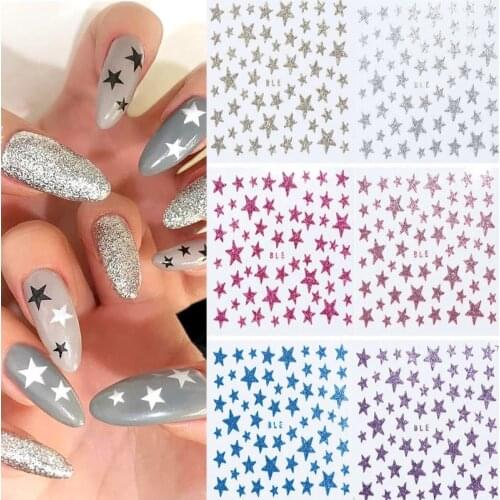 3D Star Nail Stickers New Nail Slider DIY Decal Self Adhesive Tips Glitter Shiny Manicure Decoration Nail Art Tips Manicure