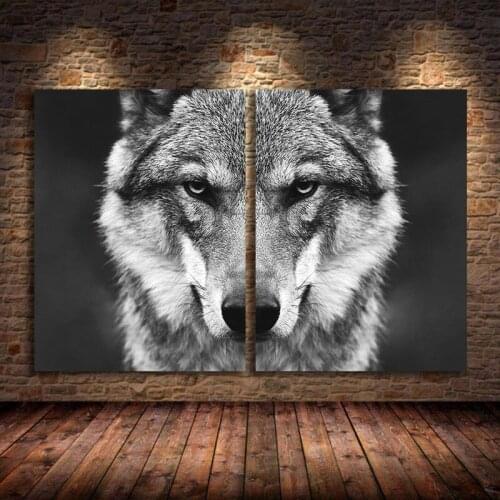 Nordic Style Black White Wild Wolf Head Wall Art Picture Animal Poster Canvas Painting Print Home Room Decoration Unframed