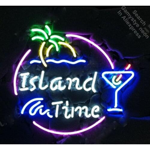 Island Time Martini Palm Tree Neon Sign Handcrafted Neon Bulbs Sign Glass Tube Iconic Decorate Room Wall Lamp signs Dropshipping
