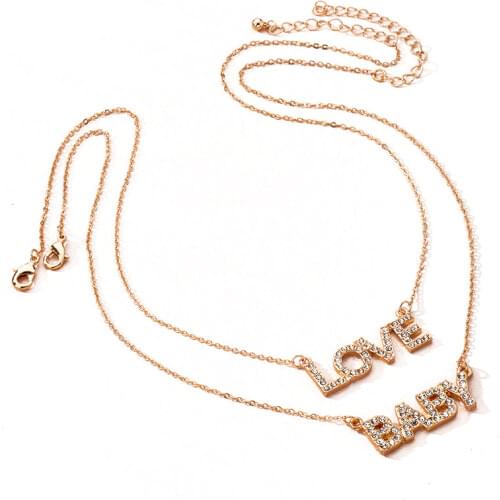 2020 Ins Gold Chain Baby Love Boss Love Letters Minimalism Pendant Choker Necklace Korean Fashion Jewelry