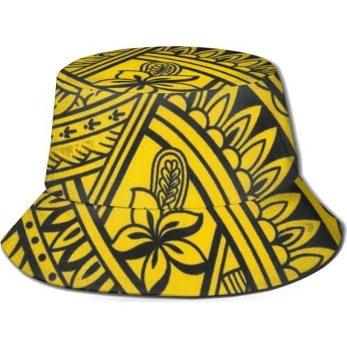 Bucket Hats Hawaiian Tribal Print Women Mens Panama Hat Polynesian Fishing Hat Fisherman Cap for Boys/Girls Bob Femme Gorro