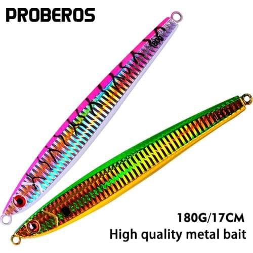 PROBEROS 7PC Jigging Lure Lead Fish Metal Jig 190G 17CM Fishing Lure Paillette Knife Wobbler Artificial Hard Bait Laser Body