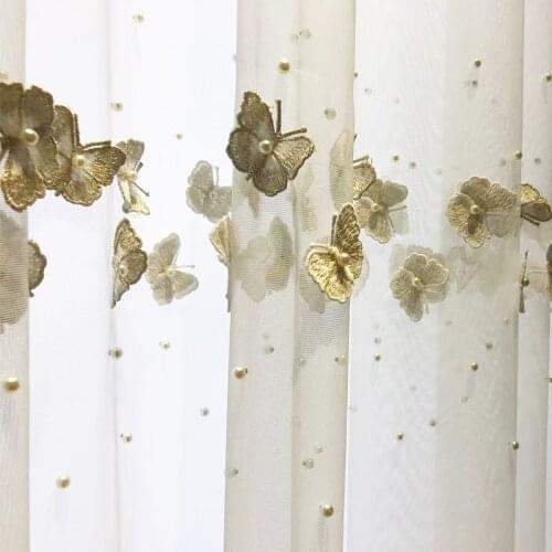 Luxury Beautiful Butterfly Embroidered Window Screens Tulle Curtains for Living Room Bedroom Balcony Kitchen Decoration Sheer