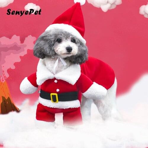Christmas Pet Dog Cat Clothes Funny Santa Claus Costume For Dogs Cats Winter Warm Dog Clothes Chihuahua Pug Yorkshire Clothing