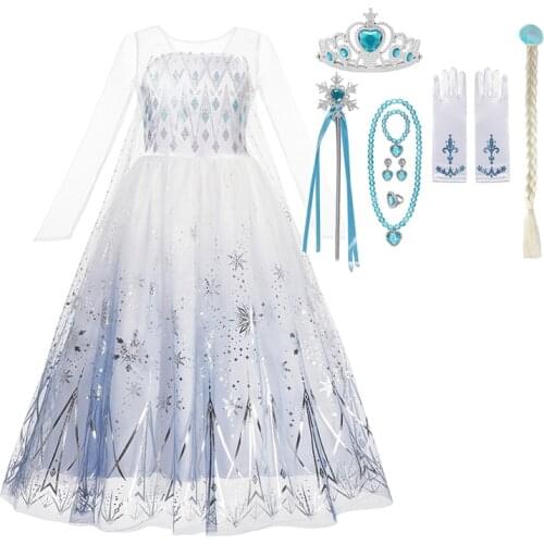 2-10 Years Girls Elsa Dress Halloween Costume Children Christmas Party Fancy Kids Infant Gown Vestido Princess Dresses