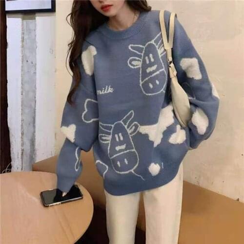 Loose Sweater Pullover Autumn and Winter New Style Female Student Korean Version of All-match Sweater Coat Trend