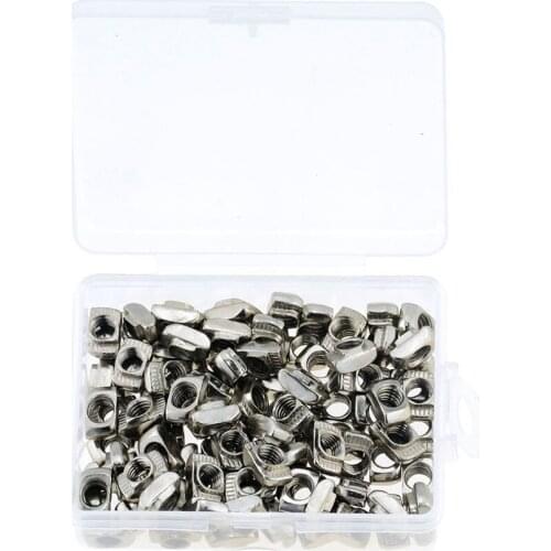 100PCS/Box M5 For 20 Series Slot T-nut Sliding T Nut Hammer Drop In Nut Fasten Connector 2020 Aluminum Extrusion