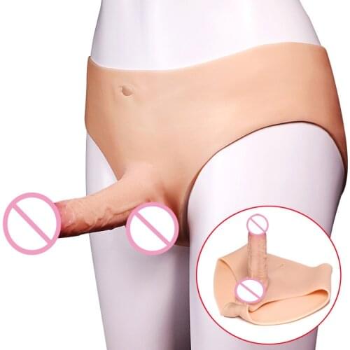 Skin Feeling Realistic Big Penis Liquid Silicone Lesbian Strapon Dildo Panties Elastic Penis Pants Big Dick Women Erotic Sex Toy