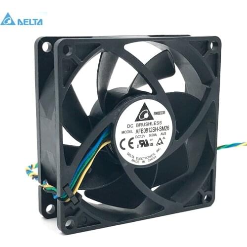 For delta AFB0812SH pwm cooling fan 80mm dc brushless 80*80*25mm DC12V 0.60A 4-pin 4500RPM 63CFM
