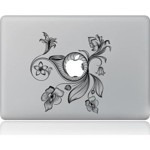 Morning Glory around the saxophone Vulture style Vinyl Decal Laptop Sticker For DIY Macbook Pro Air 11 13 15 inch Laptop Skin