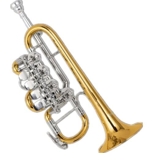 High Grade professional Cupronickel tuning pipe Gold lacquer Rotary Trumpet