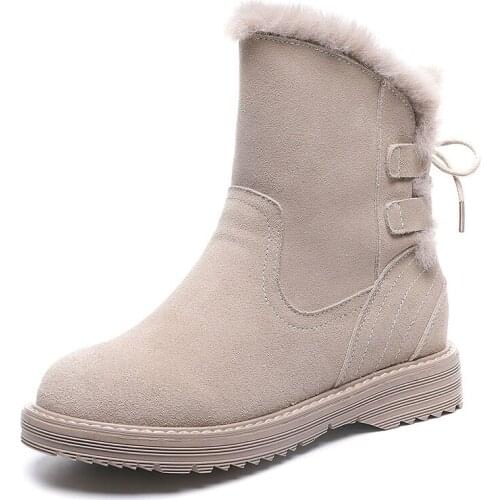 Nice Ins Hot Sale Winter Platform Warm Shoes Women Genuine Leather Snow Boots Female Casual Sneakers Plush Fur Ankle Boots