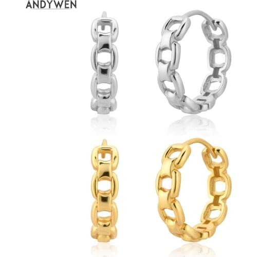 ANDYWEN 925 Sterling Silver Women Gold Clips Circle Piercing Hoops 2021 Luxury Pendiente Wedding Rock Punk Jewelry Gift