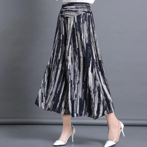 2020 Womens Summer Wide-tube Wide-leg Pants Women Large Size Nine-point Wide-leg Pants Big Feet Printed Casual Flower Pant A991