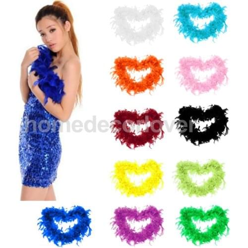 1pc Multicolor Turkey Feather Boa 200cm(79") Turkey Feather Strip Party Fancy Dress feather scarf